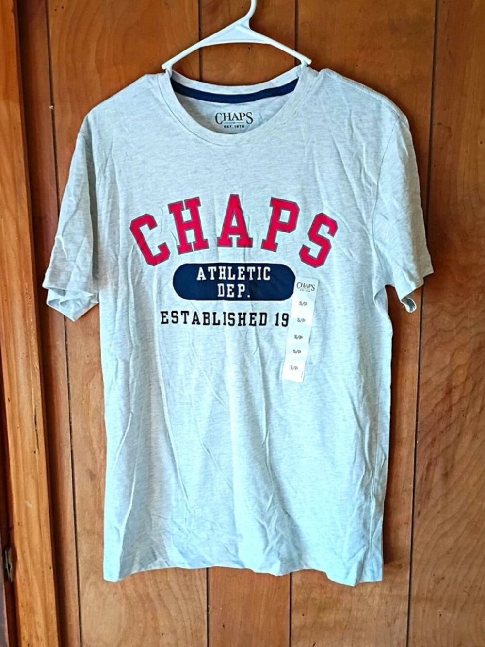 Chaps Men's Gray Graphic Logo Crew Neck Short Sleeve T-Shirt Size S Regular